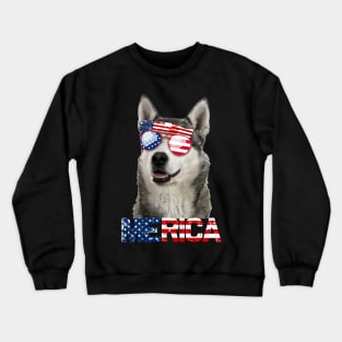 Merica Siberian Husky Dog American Flag 4Th Of July Crewneck Sweatshirt